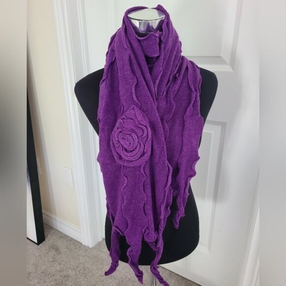 TRIBE Floral   Ruffle Purple Long Knit Scarf NWT - Picture 1 of 5